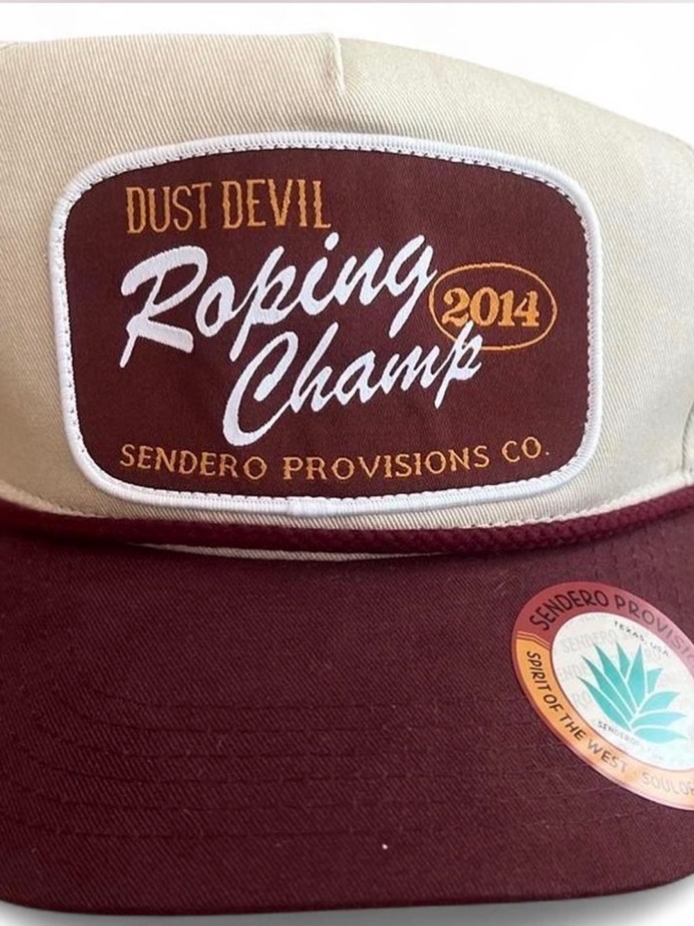 Dust Devil Roping Champ Maroon and Cream Trucker Hat